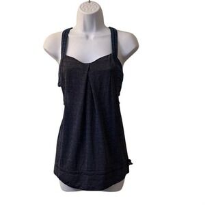 Lululemon Charcoal Gray Pleated Front Racerback Tank Top with Shelf Bra Mens